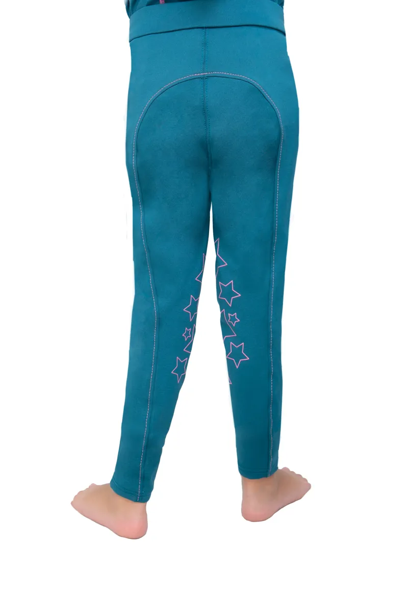 Hy Equestrian Stella Children's Riding Tights - Ink Blue/Pink-1